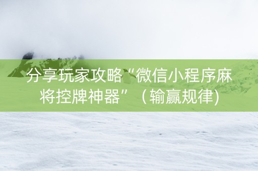 分享玩家攻略“微信小程序麻将控牌神器”（输赢规律)