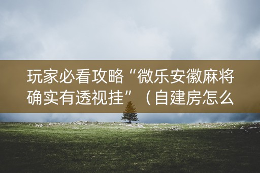 玩家必看攻略“微乐安徽麻将确实有透视挂”（自建房怎么赢)