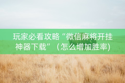玩家必看攻略“微信麻将开挂神器下载”（怎么增加胜率)