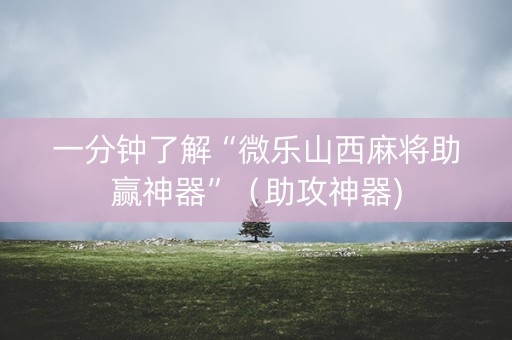 一分钟了解“微乐山西麻将助赢神器”（助攻神器)