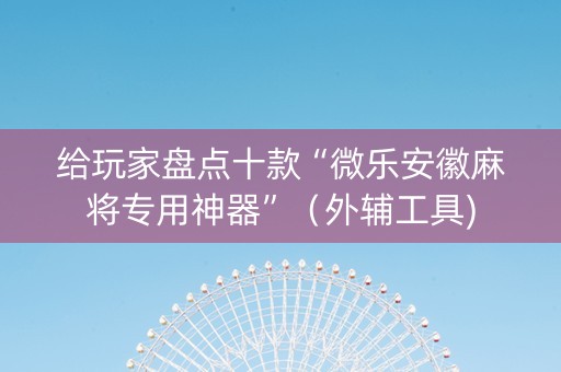 给玩家盘点十款“微乐安徽麻将专用神器”（外辅工具)