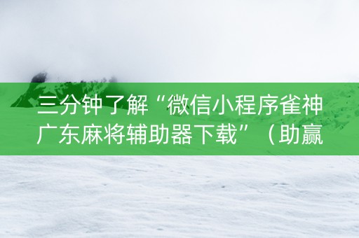 三分钟了解“微信小程序雀神广东麻将辅助器下载”（助赢神器购买)
