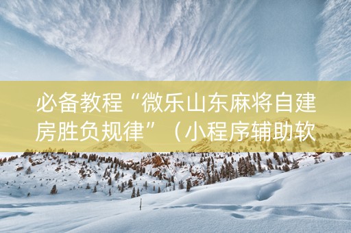 必备教程“微乐山东麻将自建房胜负规律”（小程序辅助软件)