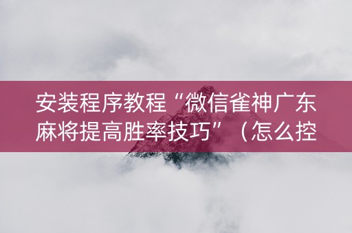 安装程序教程“微信雀神广东麻将提高胜率技巧”（怎么控制输赢)