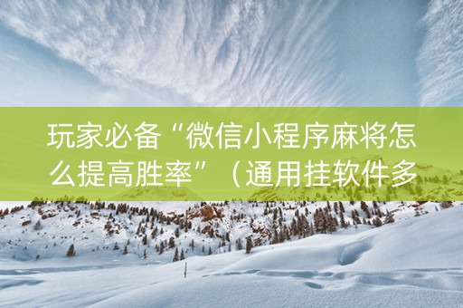 玩家必备“微信小程序麻将怎么提高胜率”（通用挂软件多少钱)