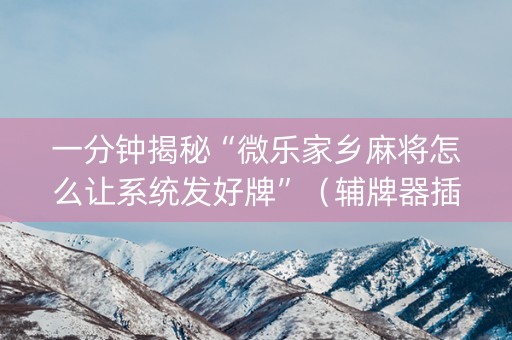一分钟揭秘“微乐家乡麻将怎么让系统发好牌”（辅牌器插件购买)