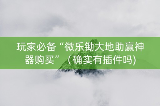 玩家必备“微乐锄大地助赢神器购买”（确实有插件吗)
