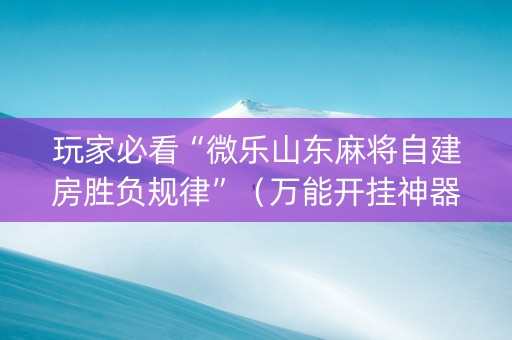 玩家必看“微乐山东麻将自建房胜负规律”（万能开挂神器)