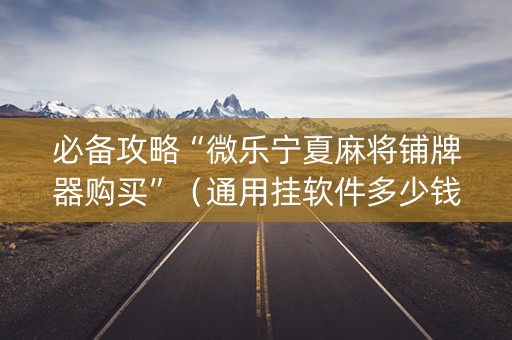 必备攻略“微乐宁夏麻将铺牌器购买”（通用挂软件多少钱)