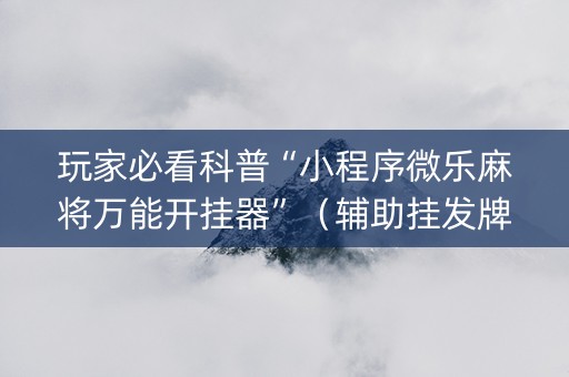玩家必看科普“小程序微乐麻将万能开挂器”（辅助挂发牌规律)