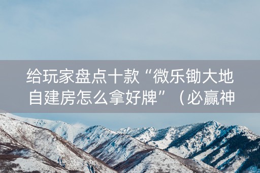 给玩家盘点十款“微乐锄大地自建房怎么拿好牌”（必赢神器辅助器)