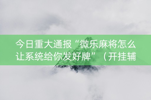 今日重大通报“微乐麻将怎么让系统给你发好牌”（开挂辅助器脚本)