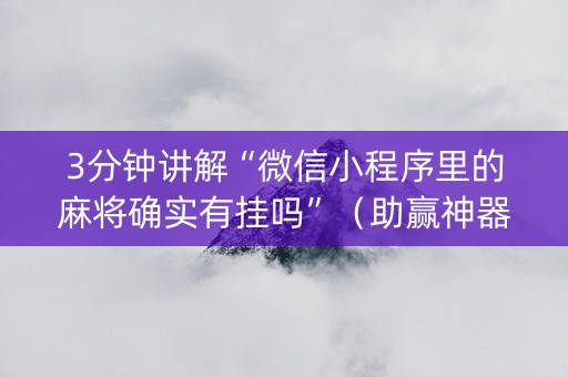3分钟讲解“微信小程序里的麻将确实有挂吗”（助赢神器)