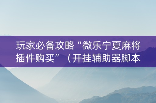 玩家必备攻略“微乐宁夏麻将插件购买”（开挂辅助器脚本)
