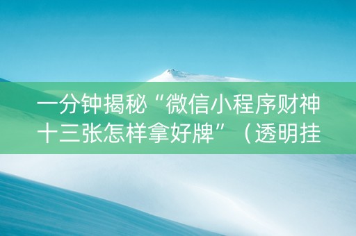一分钟揭秘“微信小程序财神十三张怎样拿好牌”（透明挂辅助器)