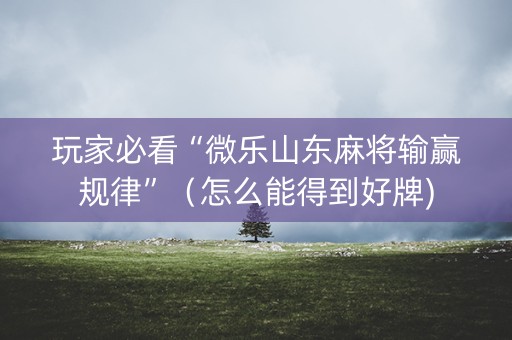玩家必看“微乐山东麻将输赢规律”（怎么能得到好牌)