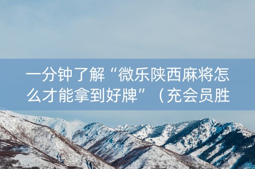 一分钟了解“微乐陕西麻将怎么才能拿到好牌”（充会员胜率高)