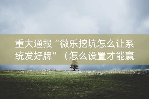 重大通报“微乐挖坑怎么让系统发好牌”（怎么设置才能赢)