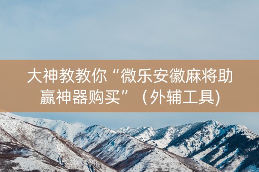 大神教教你“微乐安徽麻将助赢神器购买”（外辅工具)