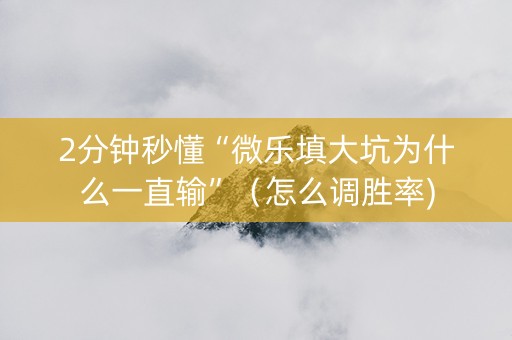 2分钟秒懂“微乐填大坑为什么一直输”（怎么调胜率)