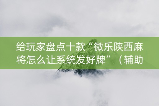 给玩家盘点十款“微乐陕西麻将怎么让系统发好牌”（辅助挂发牌规律)