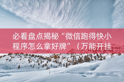 必看盘点揭秘“微信跑得快小程序怎么拿好牌”（万能开挂器)