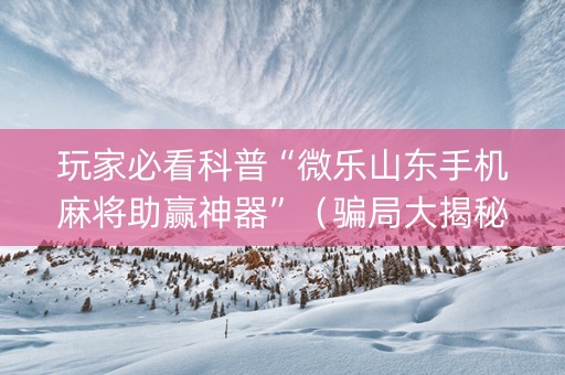 玩家必看科普“微乐山东手机麻将助赢神器”（骗局大揭秘)