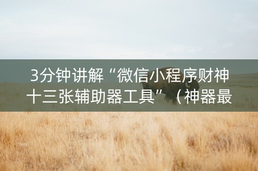 3分钟讲解“微信小程序财神十三张辅助器工具”（神器最新免费)