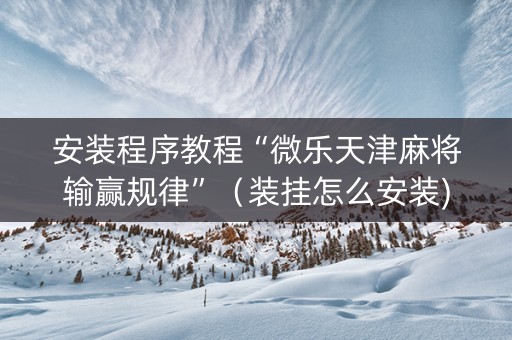 安装程序教程“微乐天津麻将输赢规律”（装挂怎么安装)