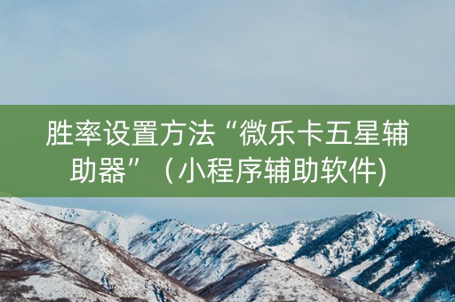 胜率设置方法“微乐卡五星辅助器”（小程序辅助软件)