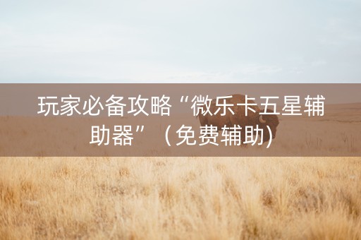玩家必备攻略“微乐卡五星辅助器”（免费辅助)