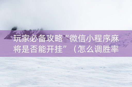 玩家必备攻略“微信小程序麻将是否能开挂”（怎么调胜率)