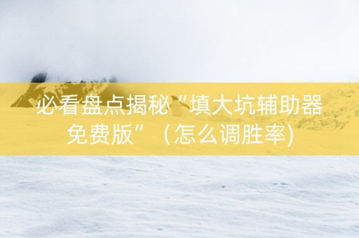 必看盘点揭秘“填大坑辅助器免费版”（怎么调胜率)