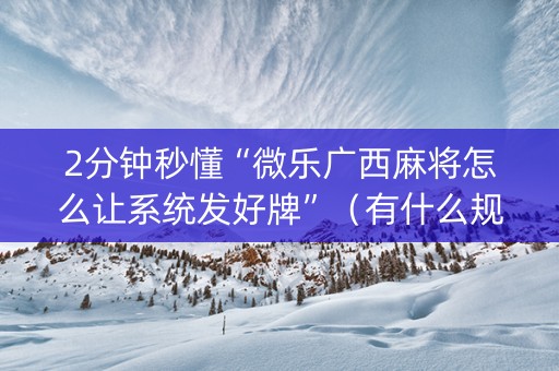 2分钟秒懂“微乐广西麻将怎么让系统发好牌”（有什么规律)