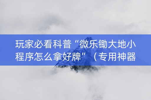 玩家必看科普“微乐锄大地小程序怎么拿好牌”（专用神器下载)