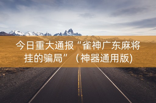 今日重大通报“雀神广东麻将挂的骗局”（神器通用版)