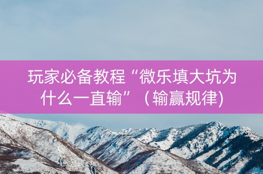 玩家必备教程“微乐填大坑为什么一直输”（输赢规律)