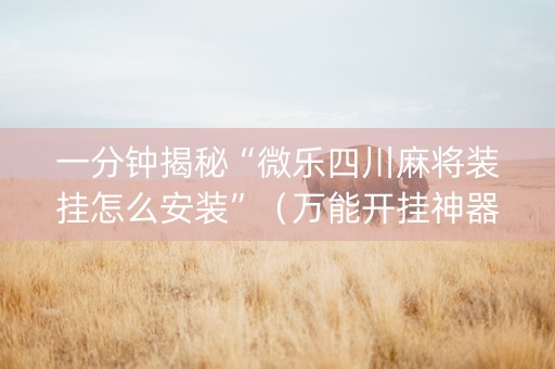 一分钟揭秘“微乐四川麻将装挂怎么安装”（万能开挂神器)