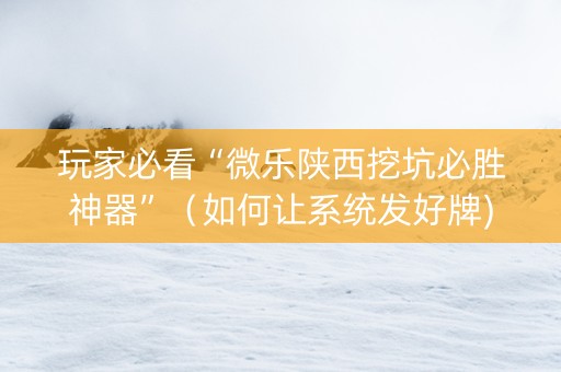 玩家必看“微乐陕西挖坑必胜神器”（如何让系统发好牌)