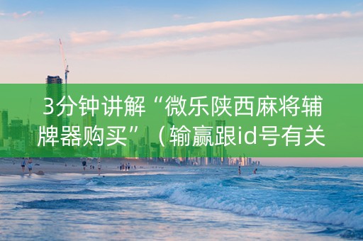 3分钟讲解“微乐陕西麻将辅牌器购买”（输赢跟id号有关系吗)