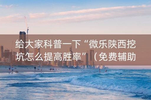给大家科普一下“微乐陕西挖坑怎么提高胜率”（免费辅助)