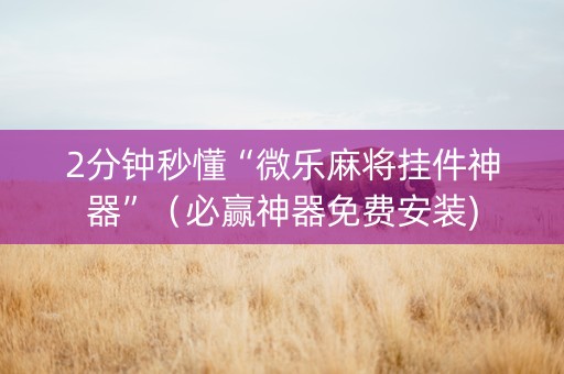 2分钟秒懂“微乐麻将挂件神器”（必赢神器免费安装)