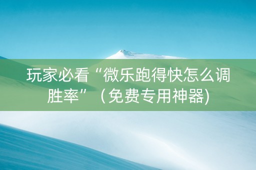 玩家必看“微乐跑得快怎么调胜率”（免费专用神器)