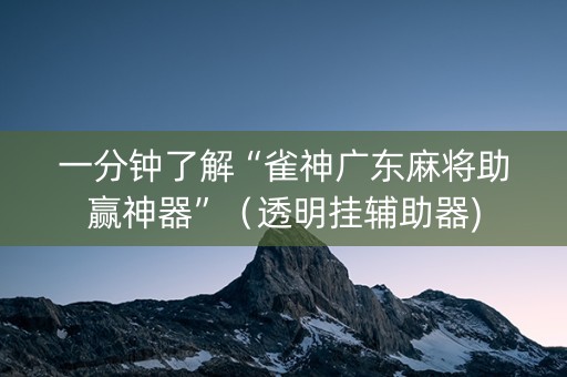 一分钟了解“雀神广东麻将助赢神器”（透明挂辅助器)