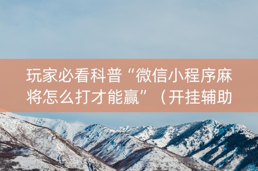 玩家必看科普“微信小程序麻将怎么打才能赢”（开挂辅助插件)