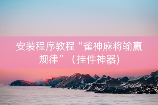 安装程序教程“雀神麻将输赢规律”（挂件神器)
