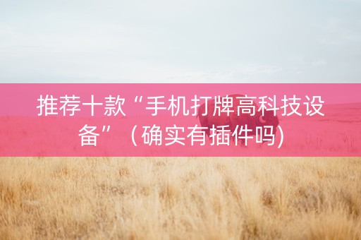 推荐十款“手机打牌高科技设备”（确实有插件吗)
