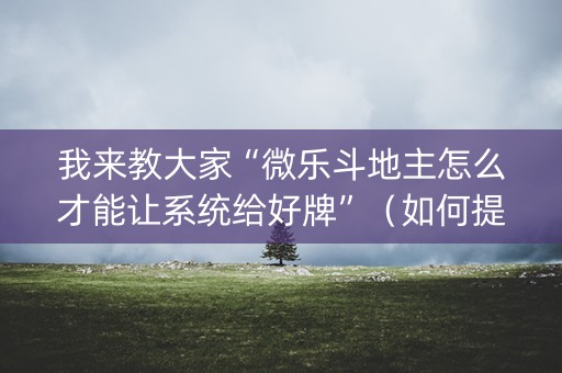 我来教大家“微乐斗地主怎么才能让系统给好牌”（如何提高胜率)