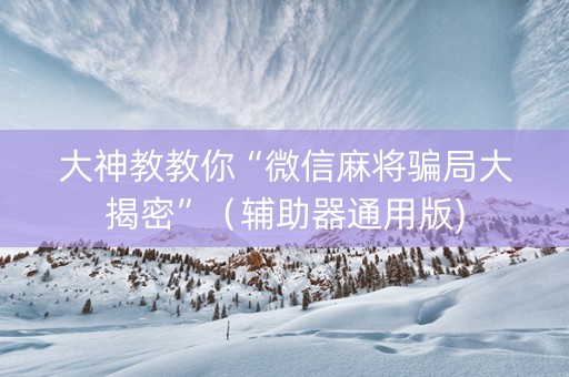 大神教教你“微信麻将骗局大揭密”（辅助器通用版)