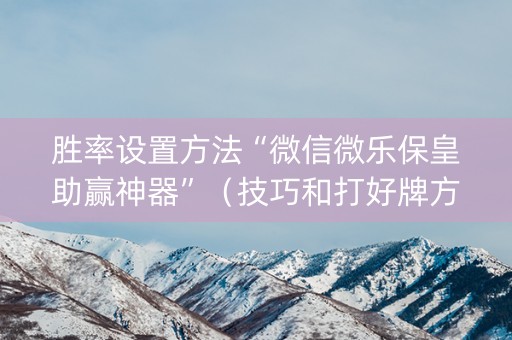 胜率设置方法“微信微乐保皇助赢神器”（技巧和打好牌方法)